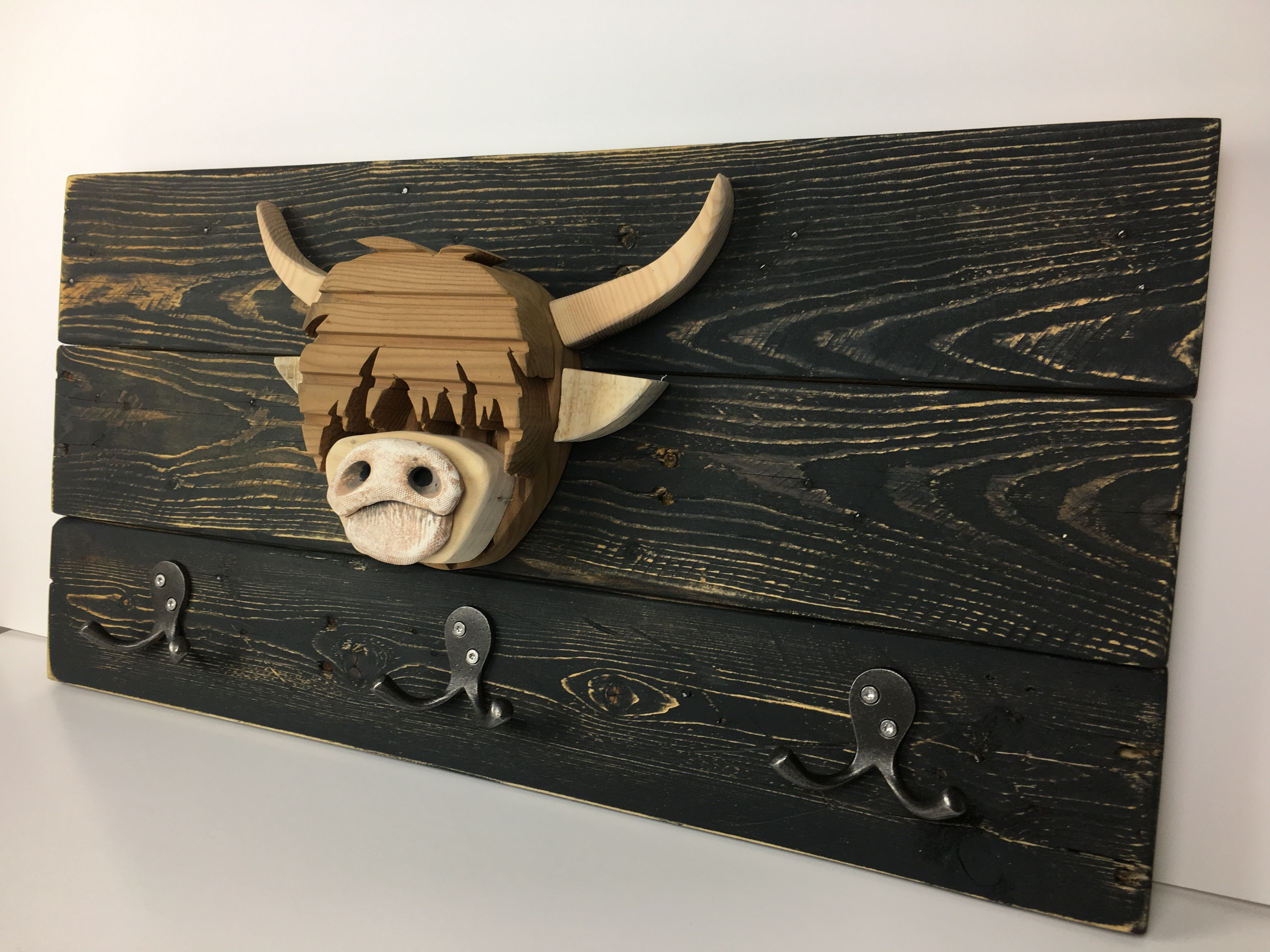 Highland Cow - 3 Hook coat rack