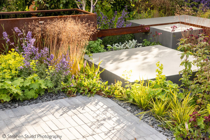 Award-winning landscaping details within the Eco Oasis Garden