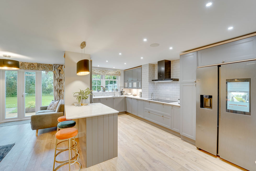 Luxury kitchen interior with high-end appliances in a Cambridge property