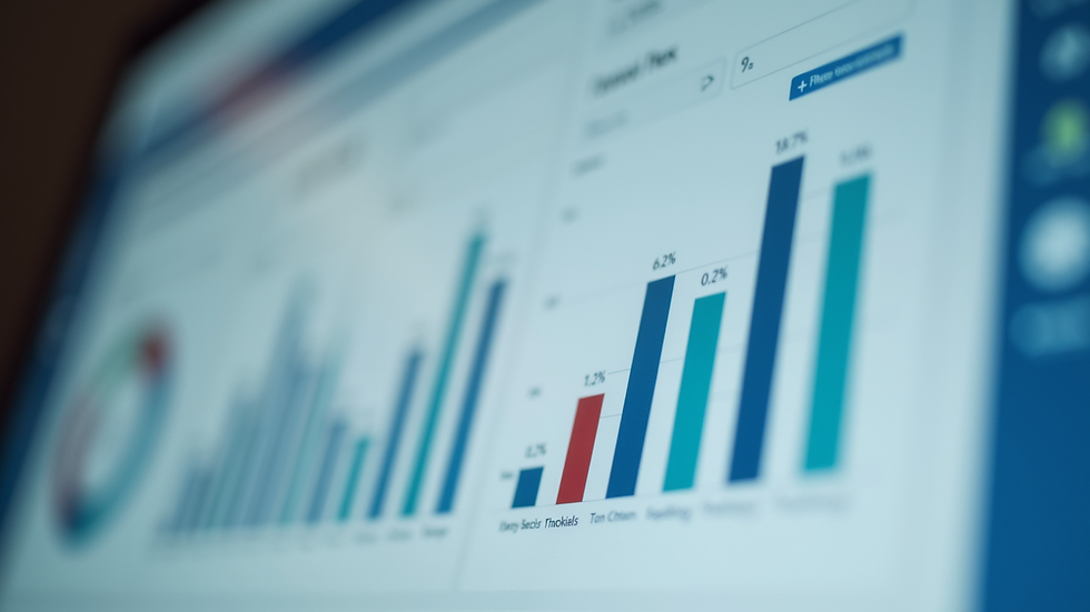 Close-up view of a digital dashboard showing content performance metrics