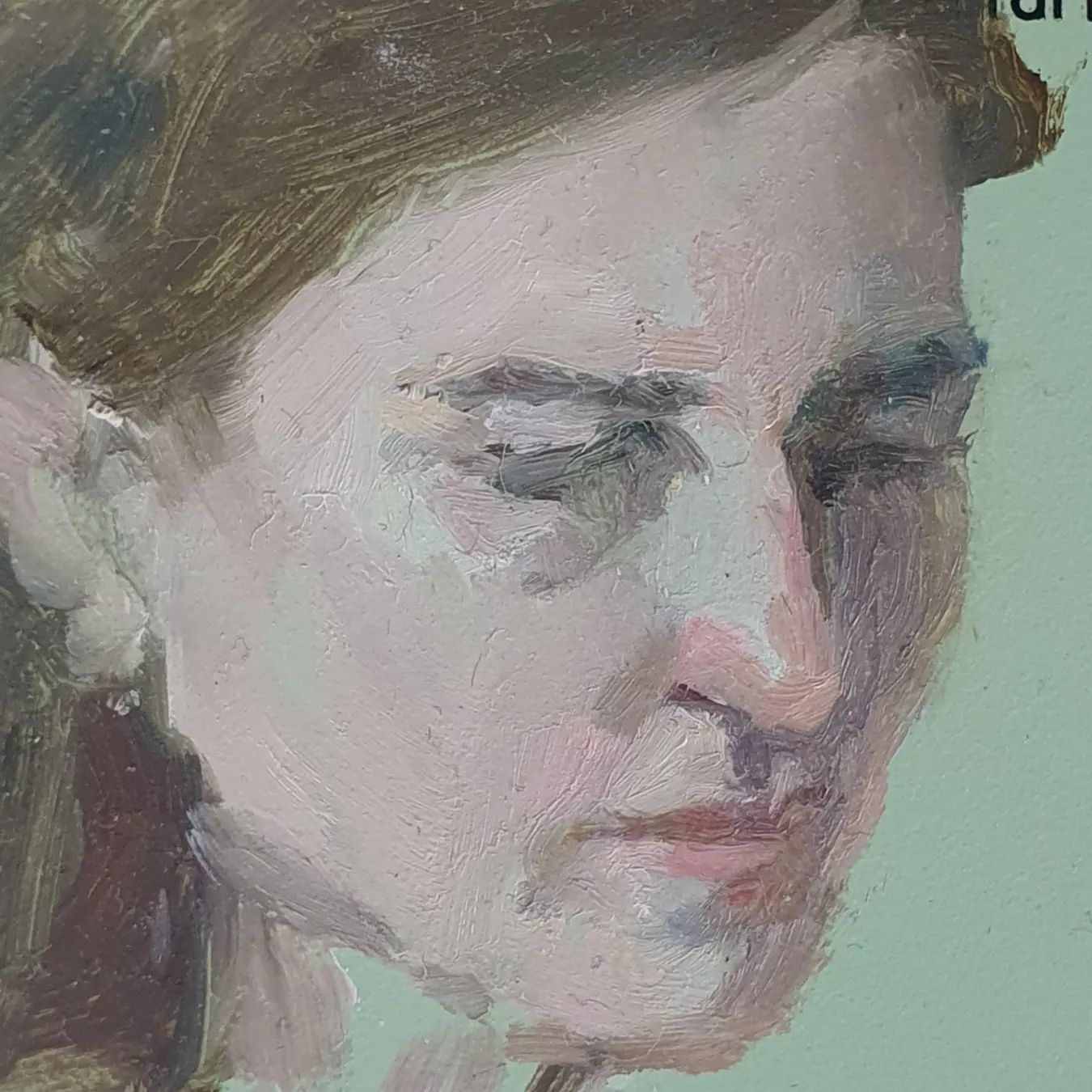 Portrait of Alice, oil on laminex board