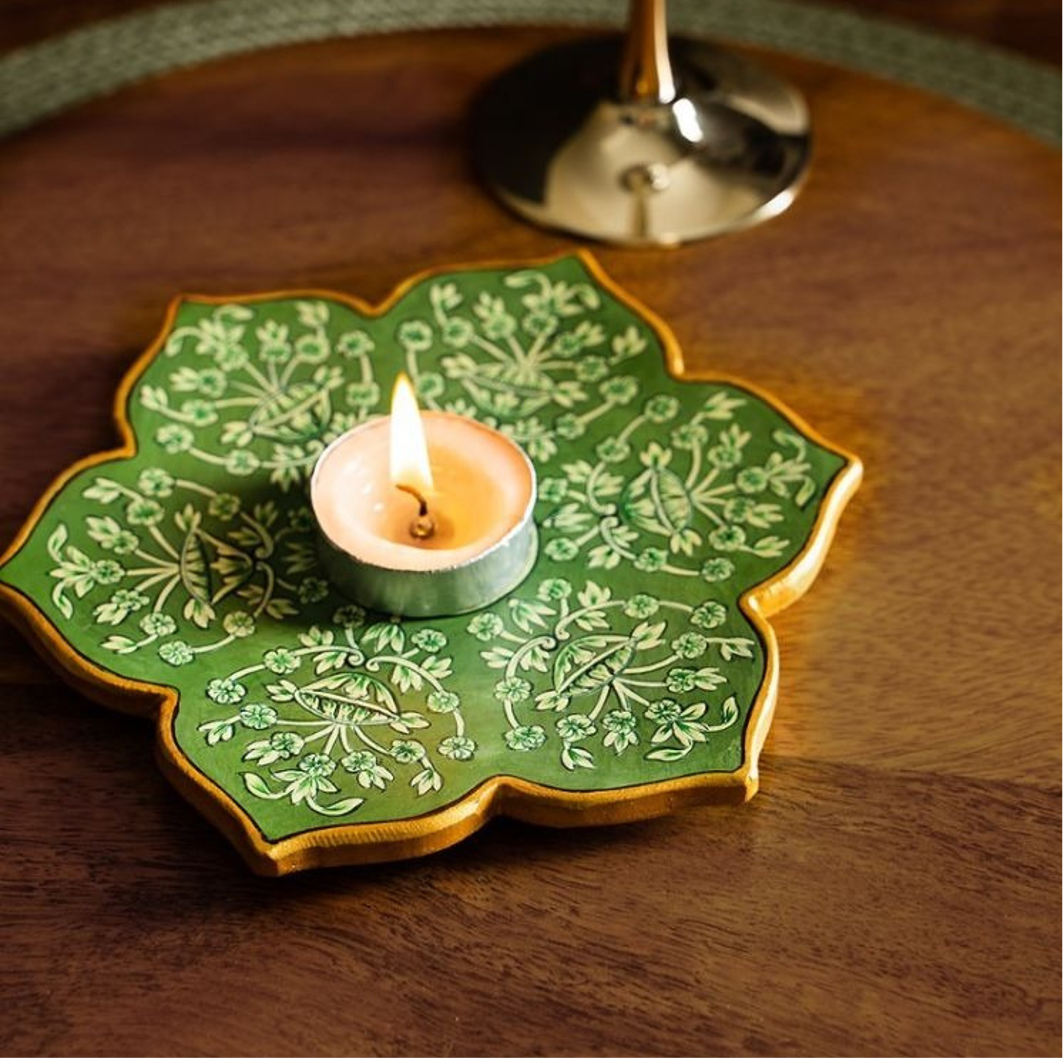 Verdant Marble Candle Plate + 75g/2.64oz First Flush Tea Darjeeling