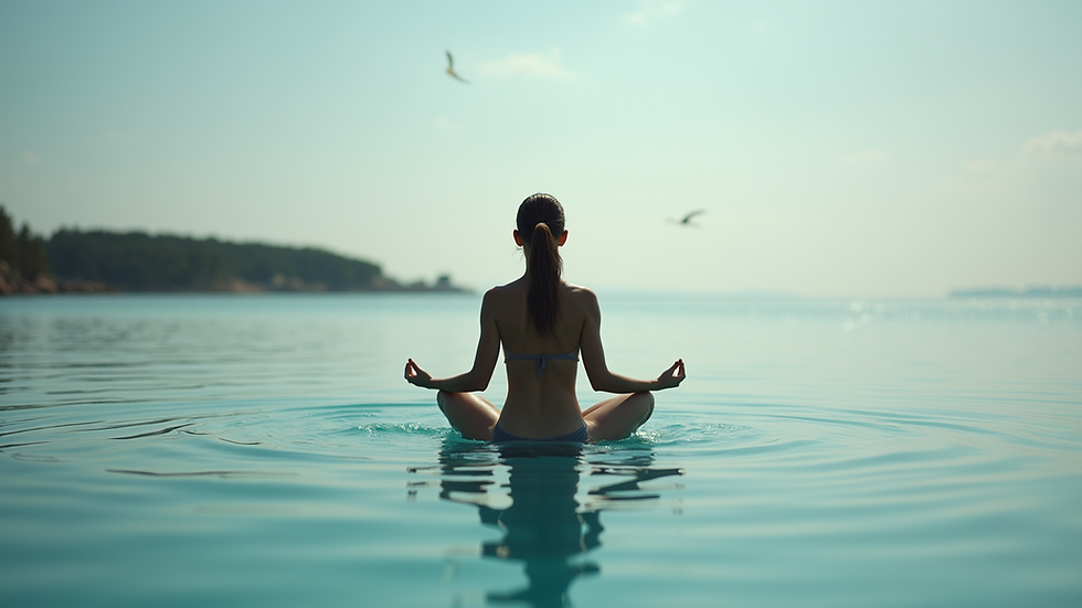 Vue en plongée d'une séance de méditation en plein air
