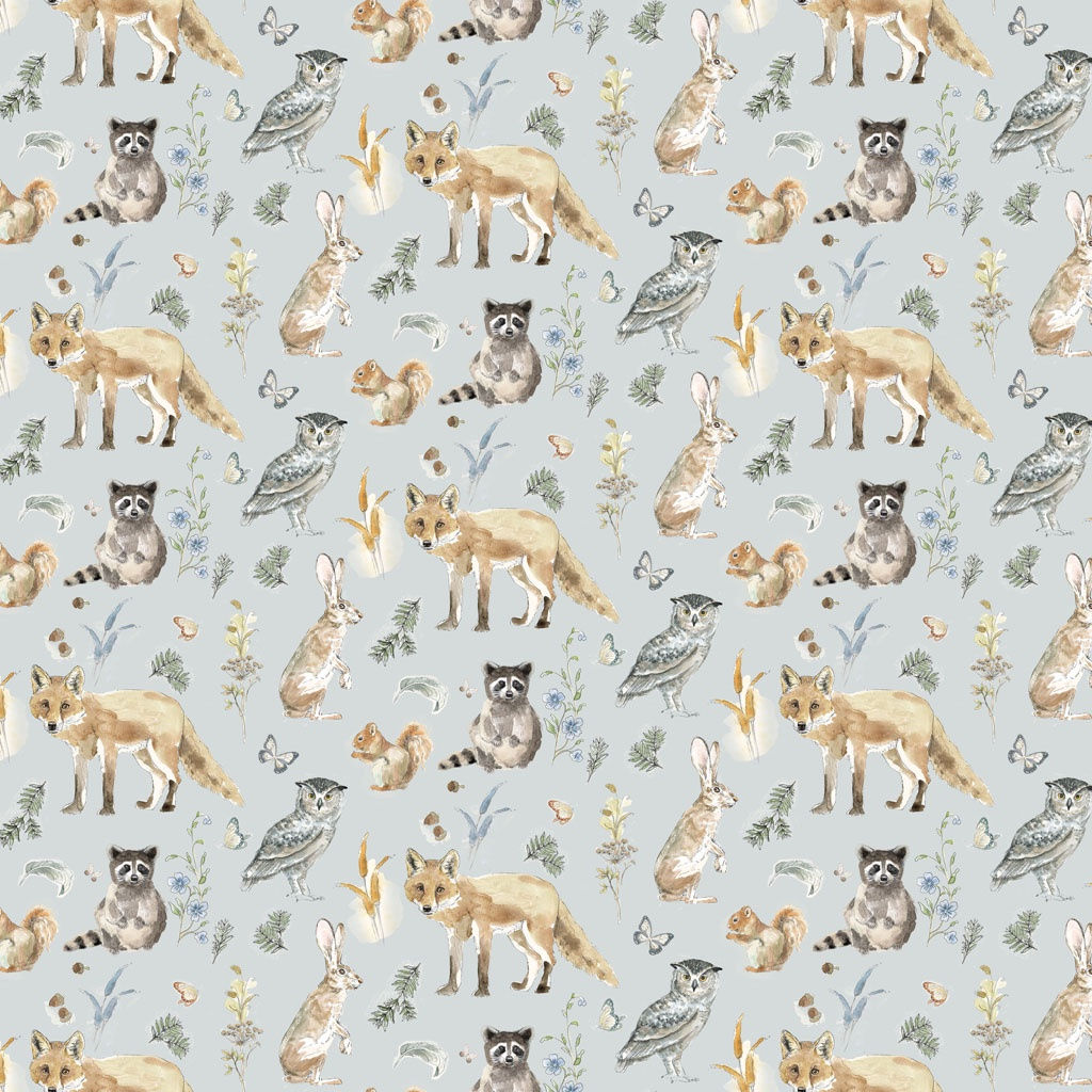 Y4371-29 Wildwood Digital Animals - Light Blue