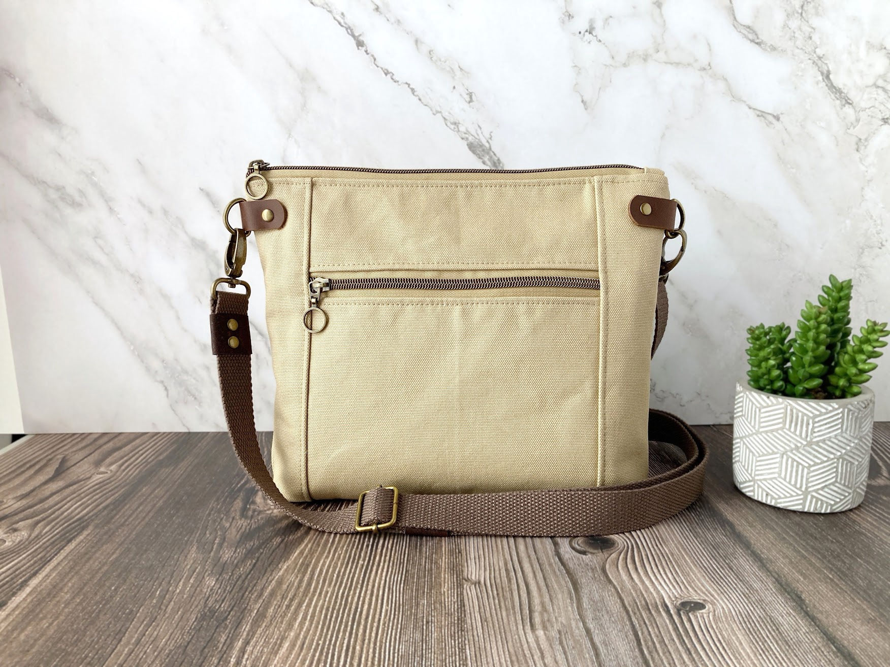 0240225BDS Medium Crossbody Bag - Canvas Light Beige