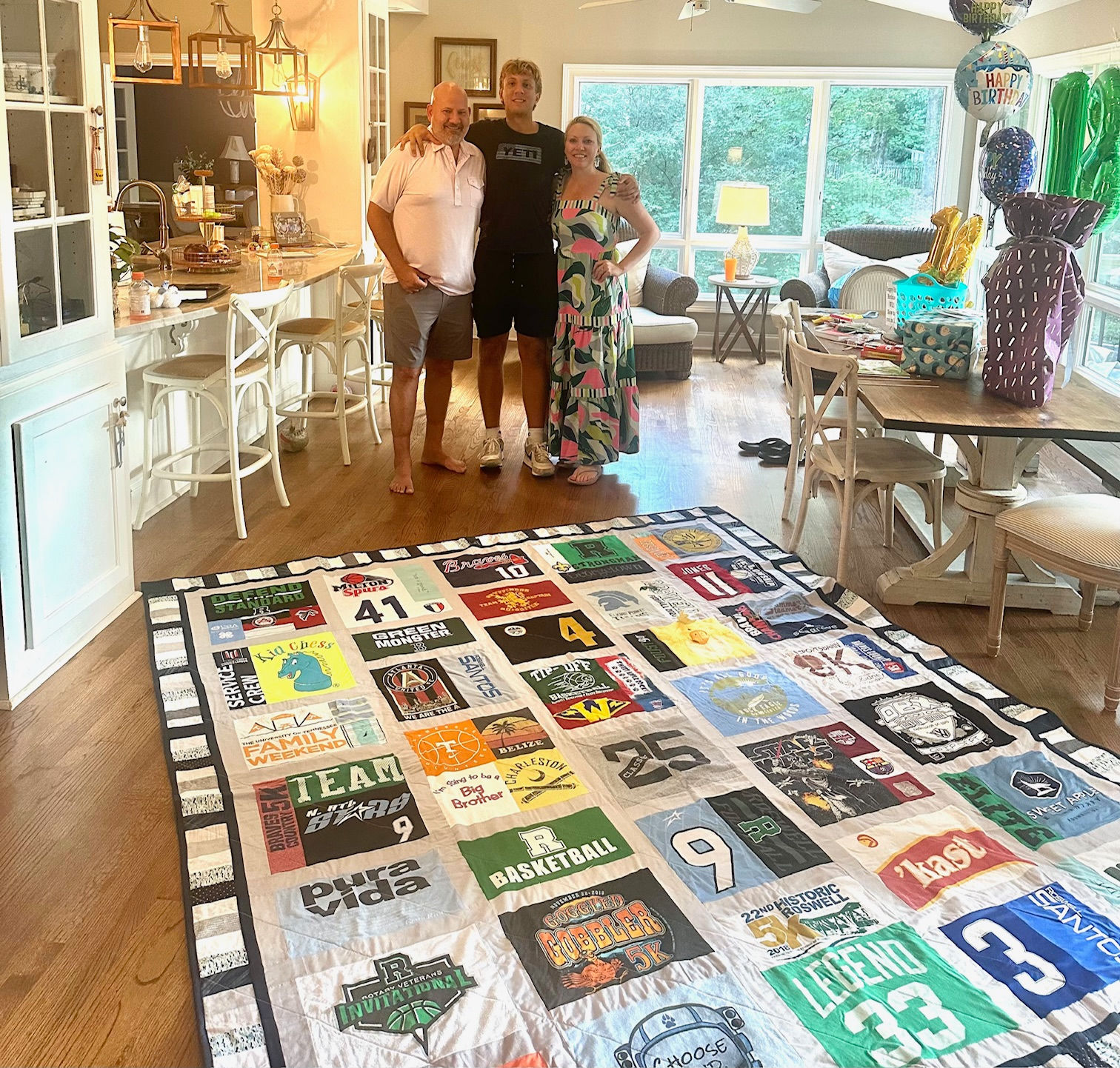 Floating Frame: King Custom T-shirt Quilt w/ Fancy Border