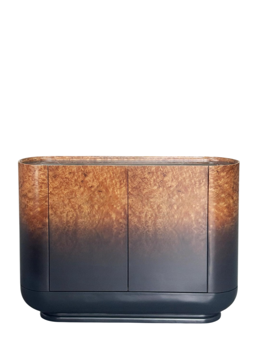 Modern Solid Wood Sideboard Cabinet with Burl Grain Finish