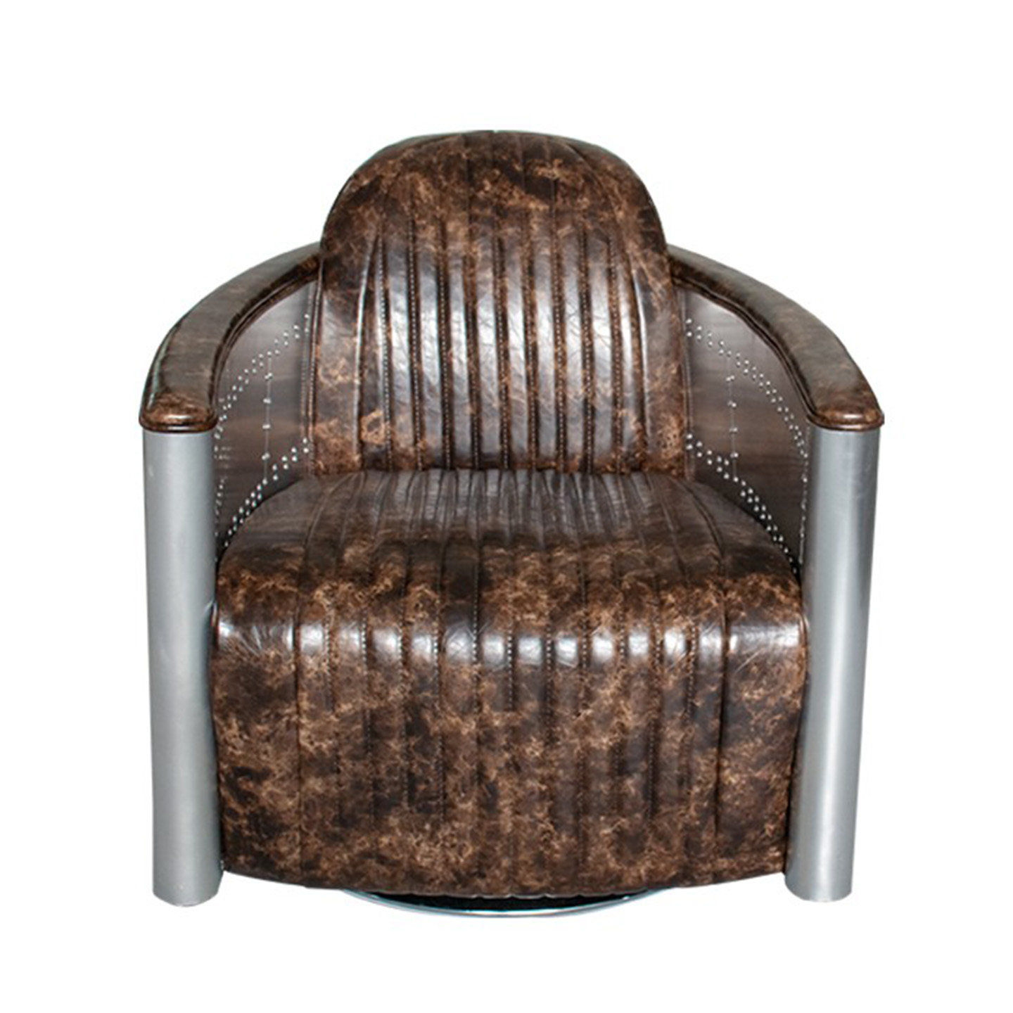 Industrial Swivel Accent Chair, Vintage Upholstered Lounge Armchair