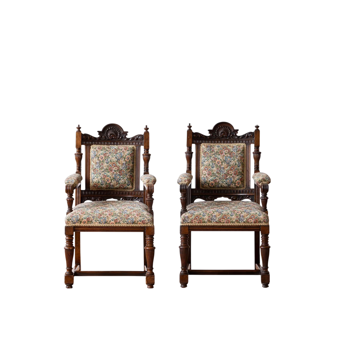 Vintage Solid Wood Upholstered Armchair – Rustic Farmhouse Dining Accent Chair