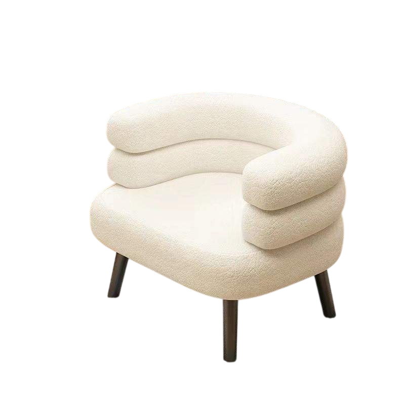 Modern Bouclé Accent Chair with Curved Backrest, Upholstered Lounge Armchair