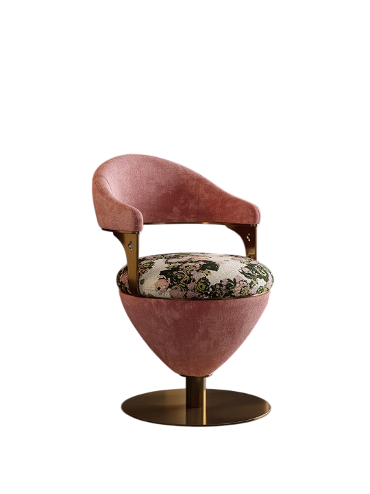 Luxury Pink Velvet Vanity Chair Modern French Swivel Makeup Chair