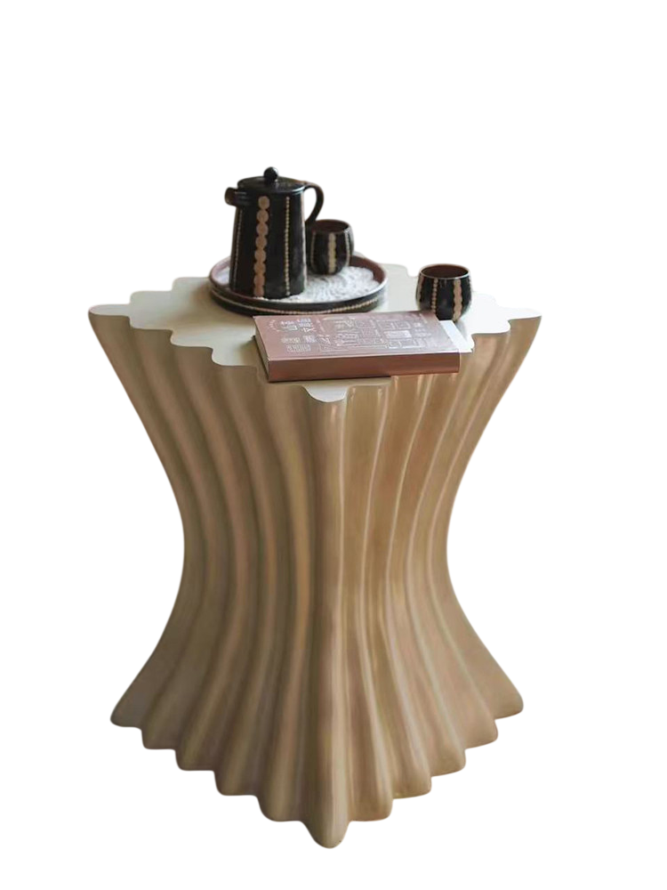 Modern Sculptural Pedestal Side Table, Fluted Roman Column Accent Table