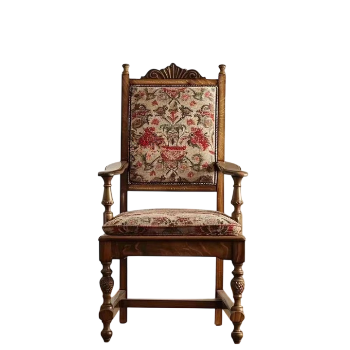 Vintage Farmhouse Solid Wood Dining Chair with Arms