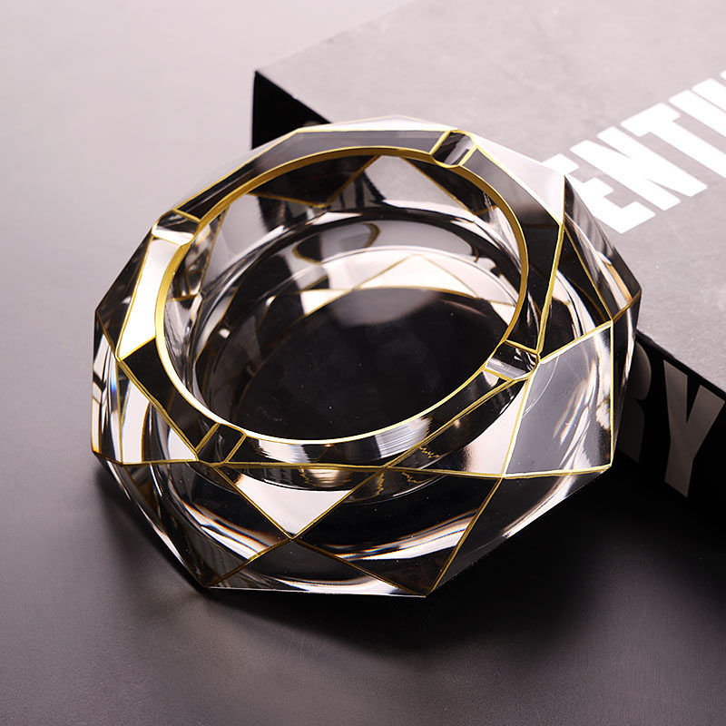 Thumbnail: Luxury Crystal Glass Ashtray Octagonal Cut Design, Heavy Clear Glass Ashtray