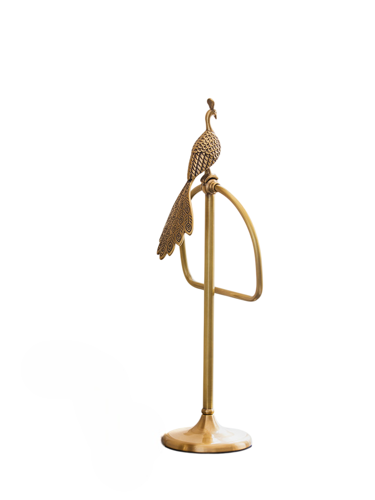 Luxury Brass Peacock Towel Holder, Freestanding Bathroom Towel Ring Stand