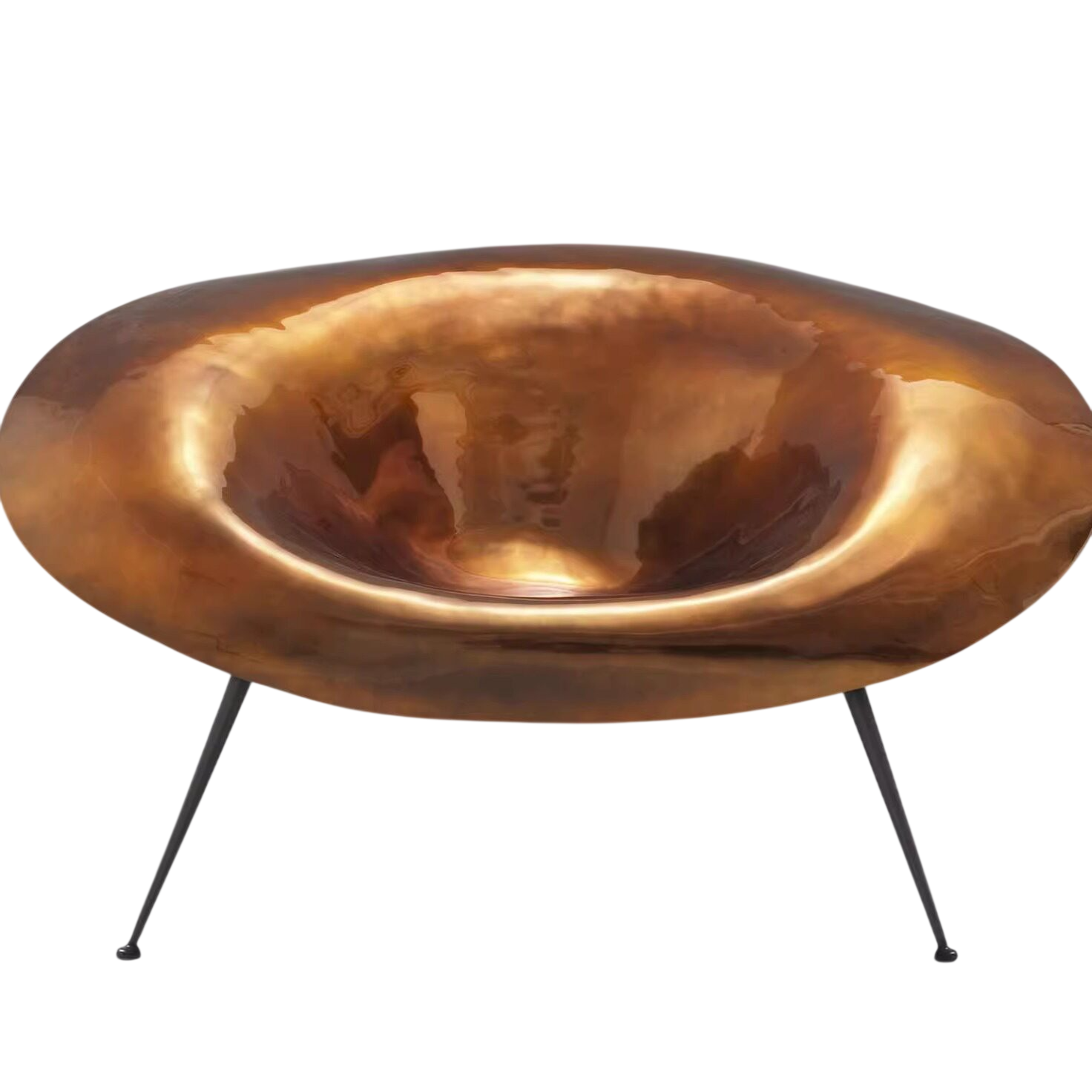 Modern Gold Lounge Chair Sculptural Accent Chair Fiberglass Glossy Finish Design
