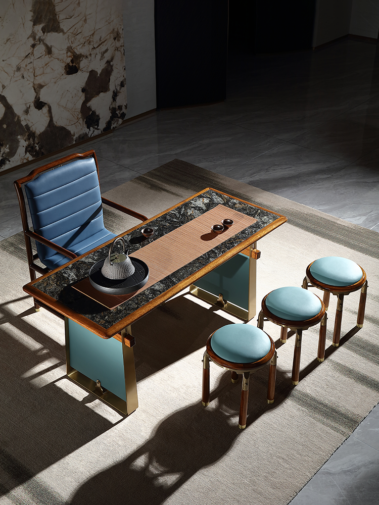 Thumbnail: Luxury Marble Tea Table Modern Tea Ceremony Table Solid Wood Tea Desk 