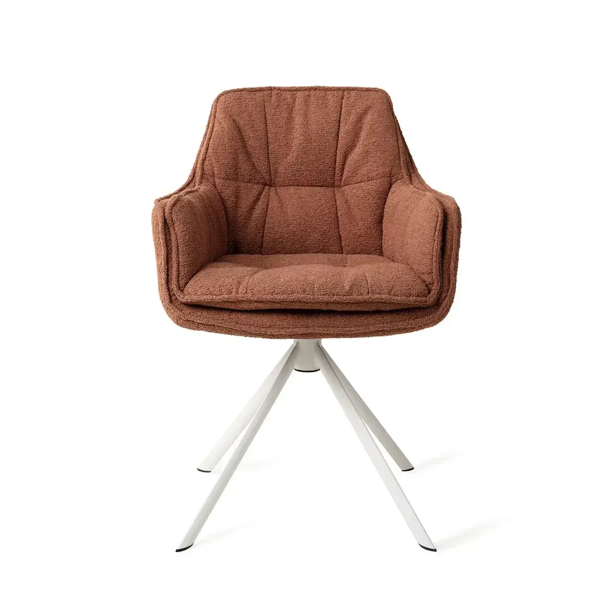 Modern Swivel Bouclé Dining Armchair with Metal Base, Upholstered Accent Chair