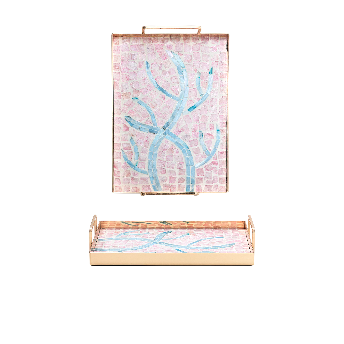 Luxury Mosaic Decorative Tray Gold Vanity Serving Tray