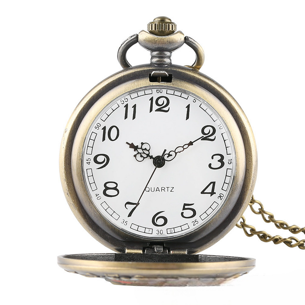 Thumbnail: Vintage Tribal Chief Pocket Watch with Chain, Retro Bronze Quartz Pendant Watch 