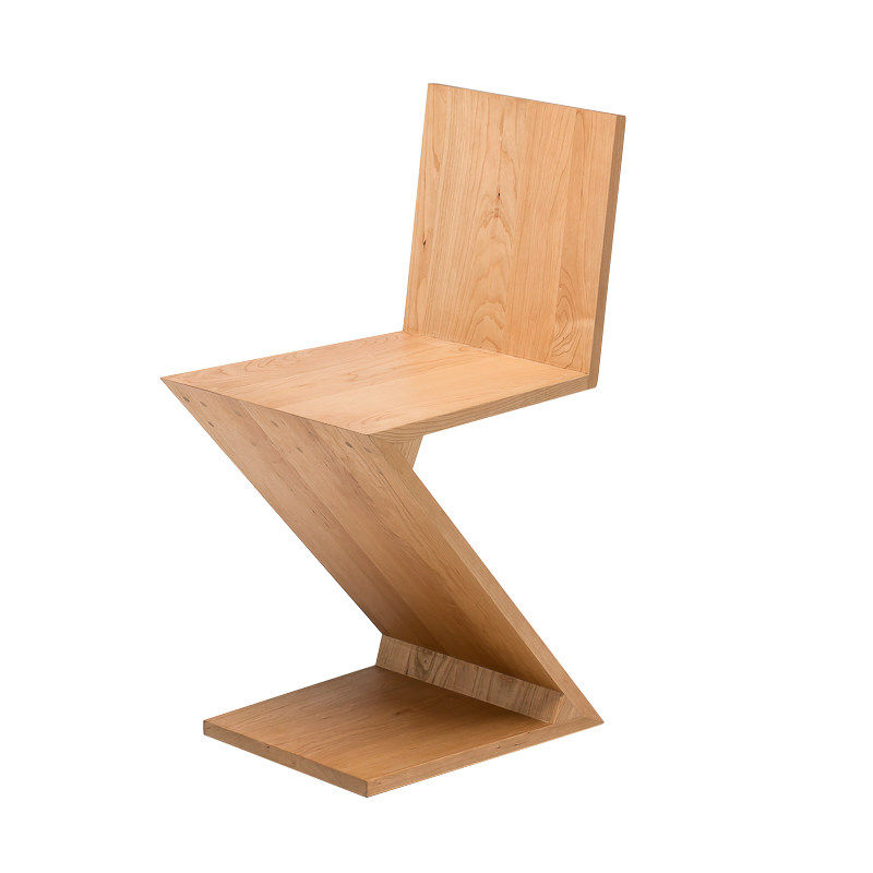Solid Wood Zigzag Dining Chair – Modern Geometric Accent Chair