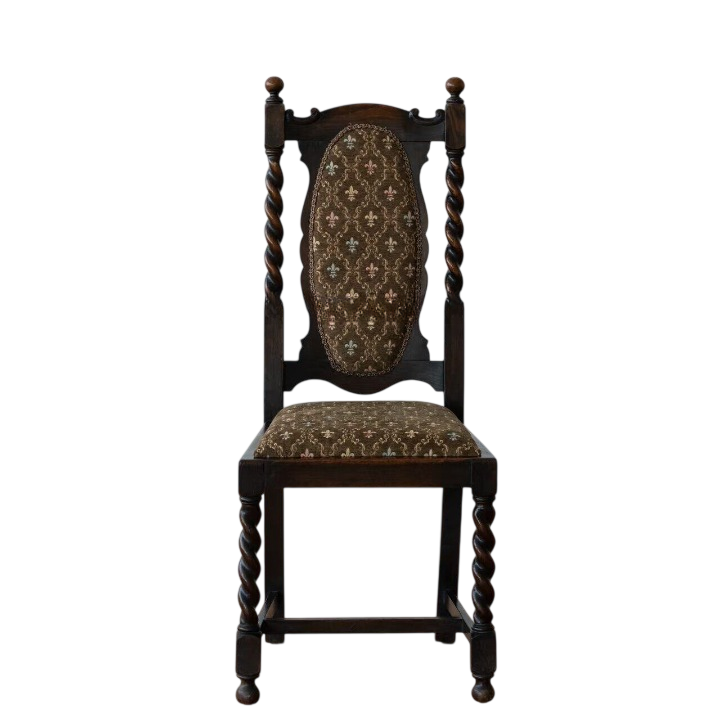 Vintage Farmhouse Solid Wood Dining Chair – Rustic Upholstered Accent Chair