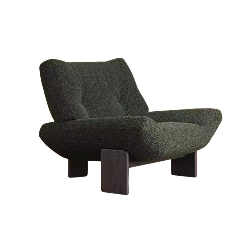 Modern Bouclé Lounge Accent Chair with Solid Wood Base
