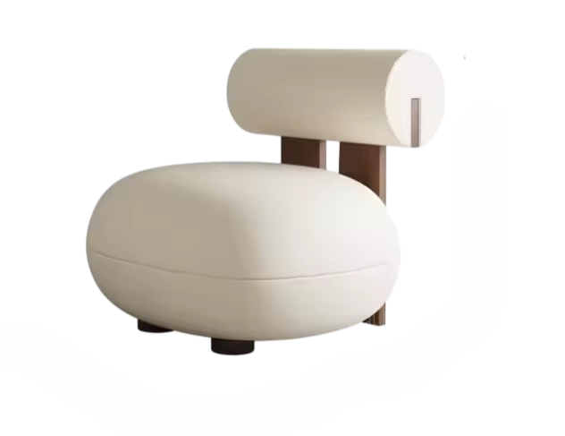 Modern Bouclé Accent Chair, Cream Upholstered Lounge Armchair