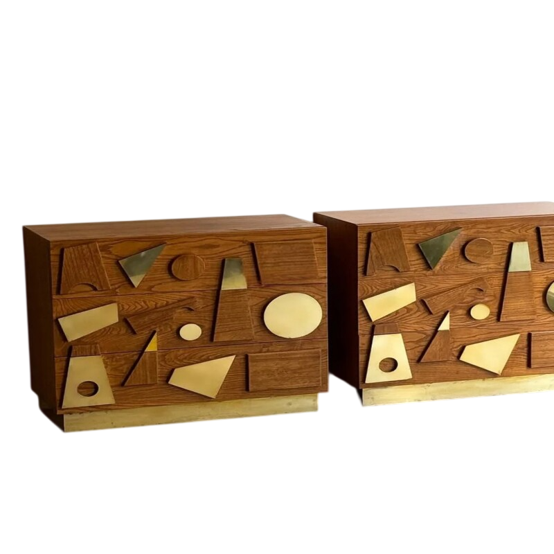 Modern Geometric Solid Wood Sideboard – Sculptural Storage Cabinet