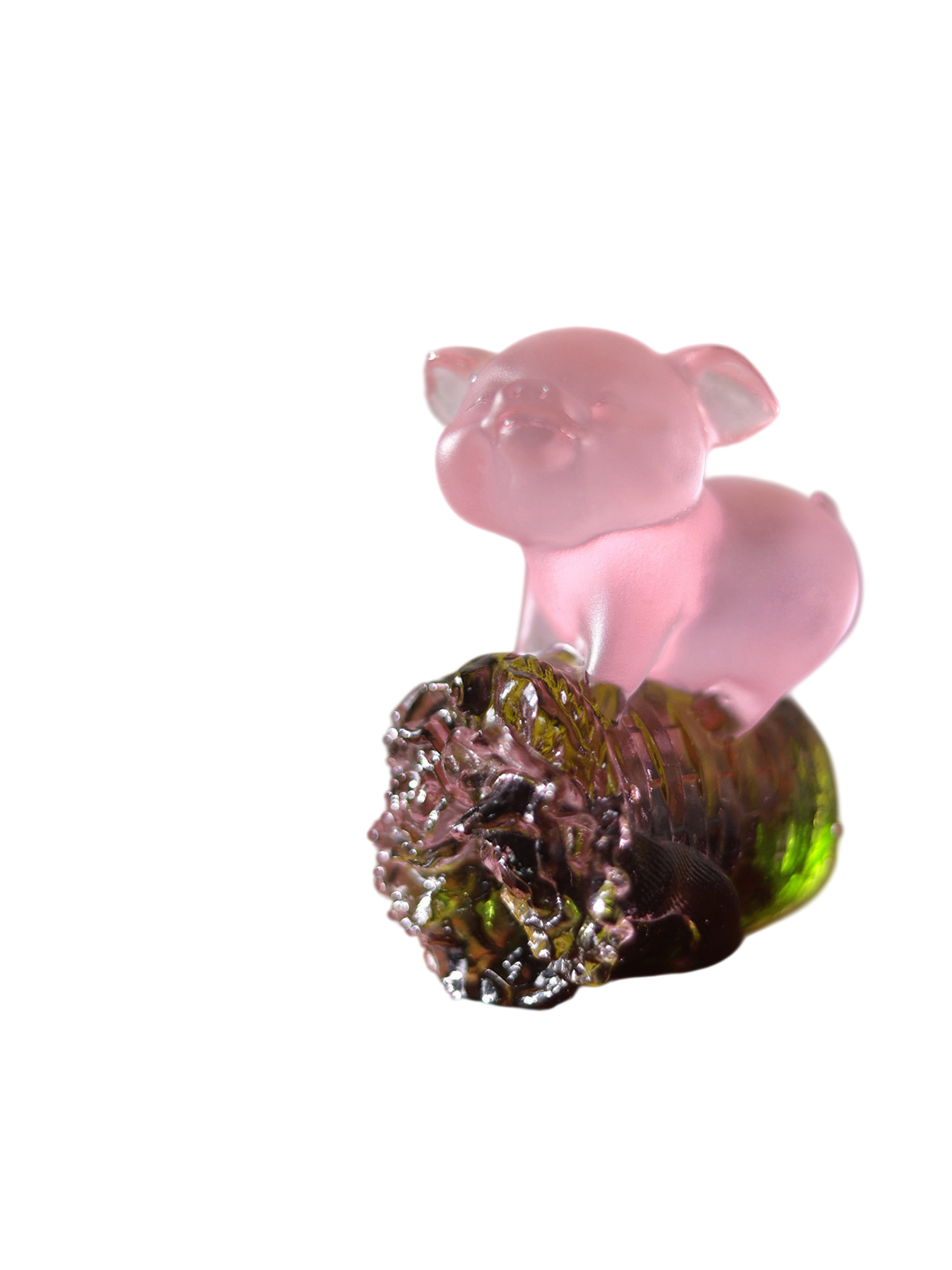 Lucky Glass Pig Figurine Wealth Decor Crystal Style Ornament Cute Pig