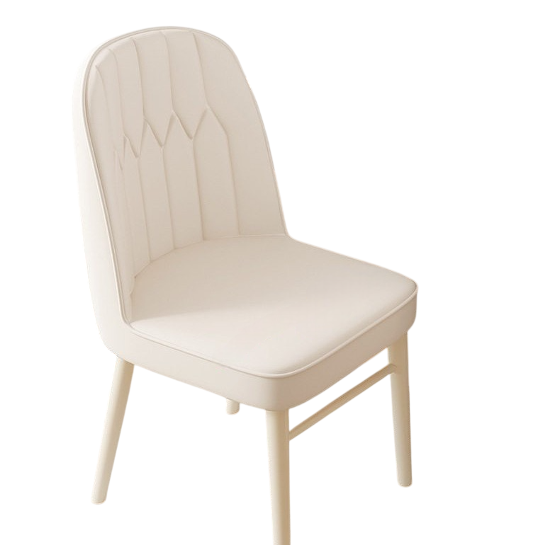 Modern Cream White Dining Chair – Upholstered Faux Leather Accent Chair