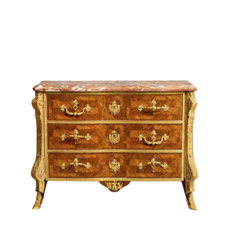 Luxury French Antique 6 Drawer Chest, Hand-Carved Solid Wood Storage Cabinet