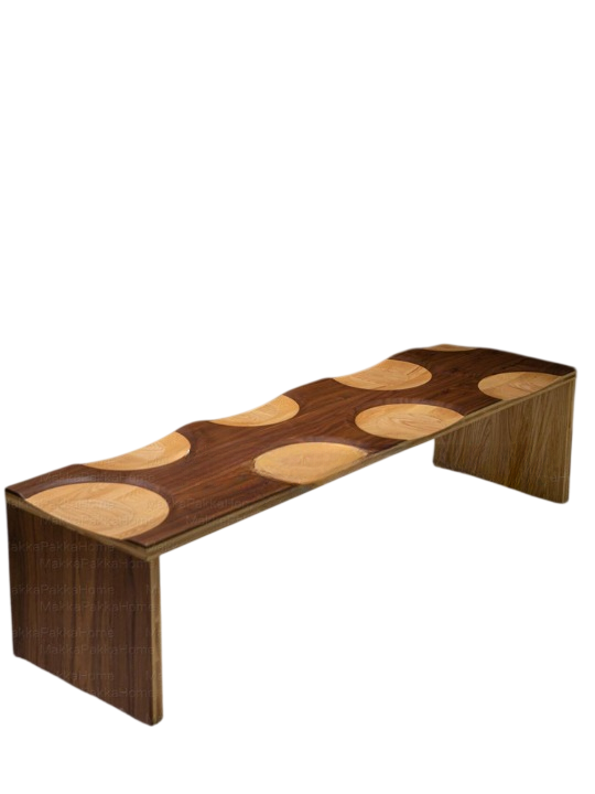 Modern Solid Wood Bench with Inlay Design, Contemporary Entryway Shoe Bench