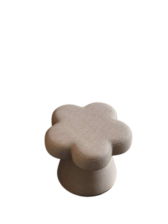 Modern Luxury Vanity Stool – Flower Shaped Upholstered Ottoman Chair for Makeup