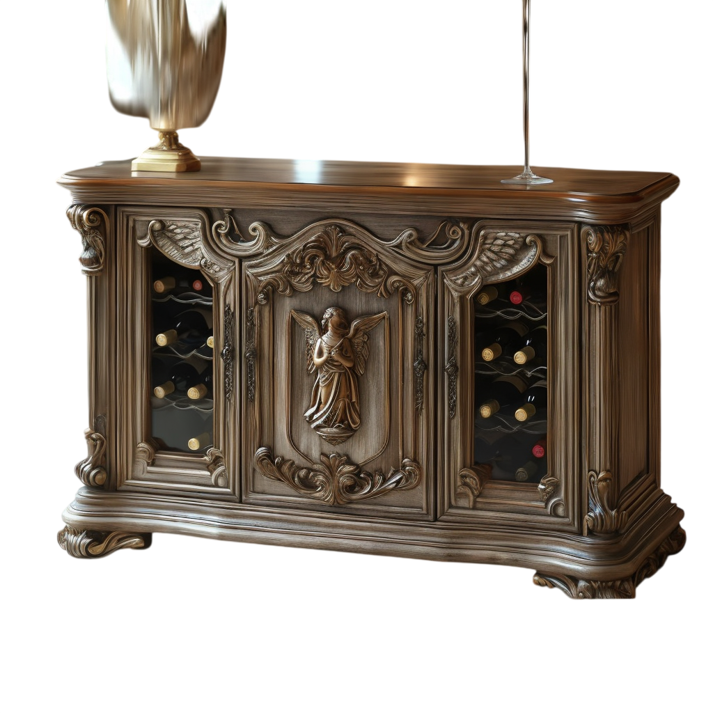 Luxury Baroque Style Solid Wood Sideboard Buffet Cabinet