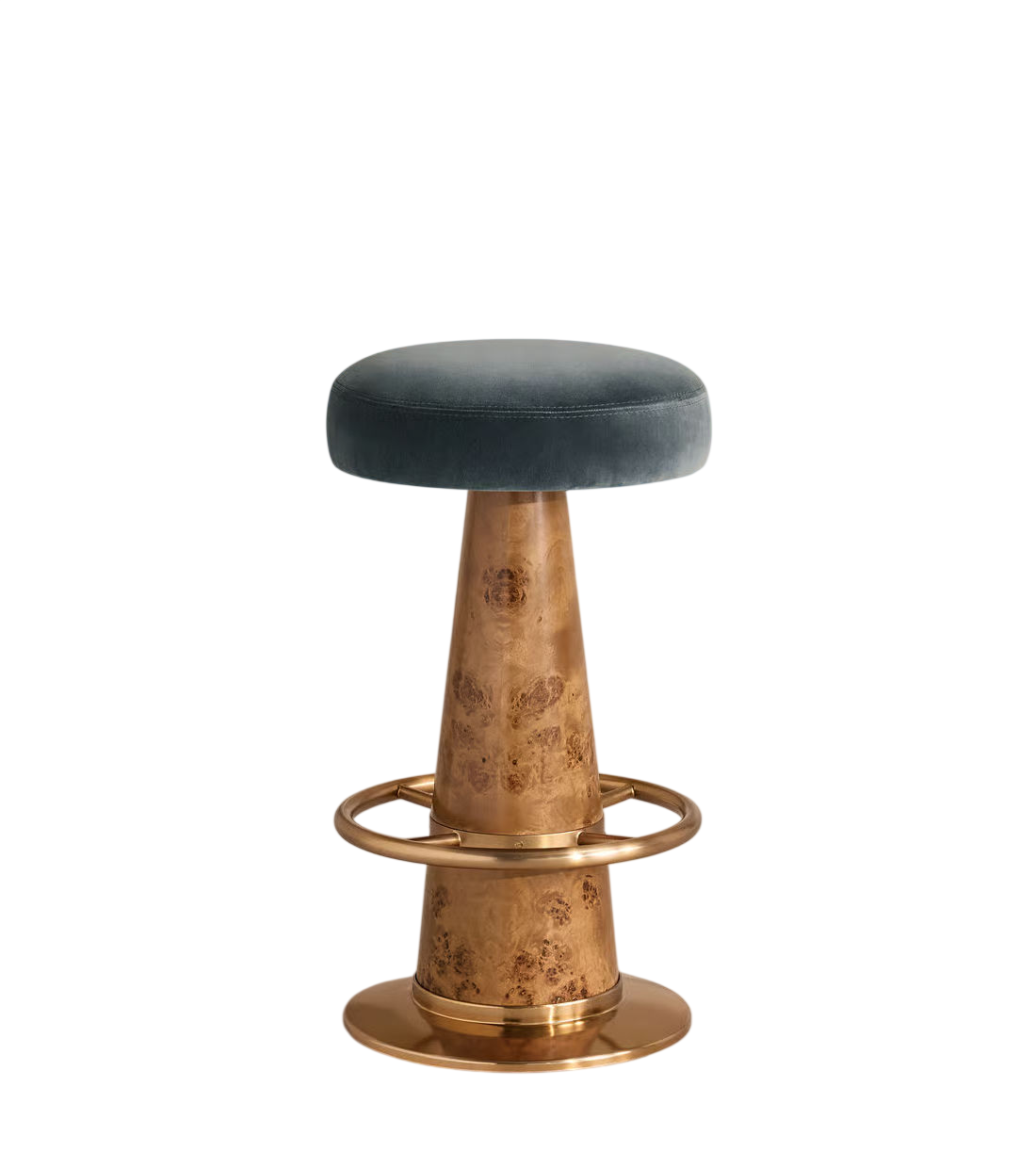 Modern Counter Height Bar Stool with Upholstered Seat and Metal Base