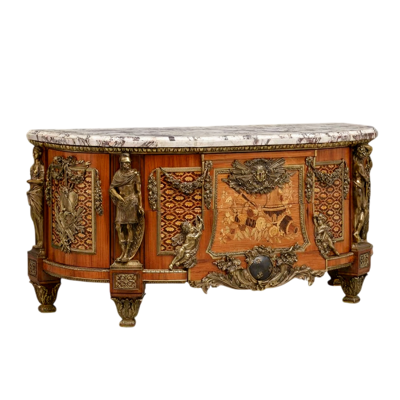 Luxury French Art Deco Sideboard Cabinet with Marble Top