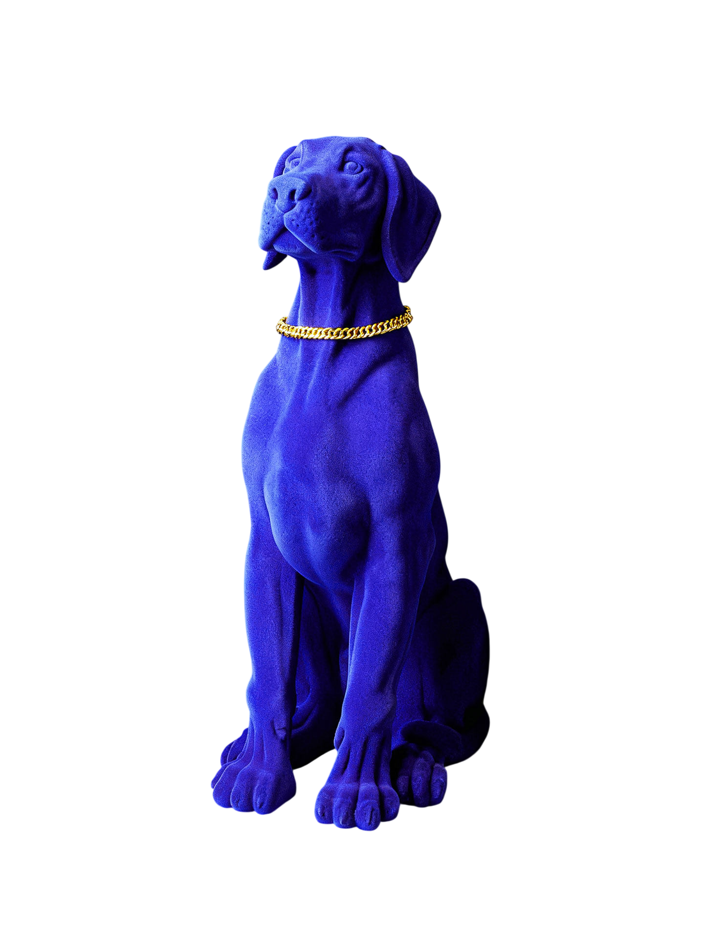 Large Blue Velvet Dog Statue Modern Luxury Floor Sculpture Decorative Dog Figure