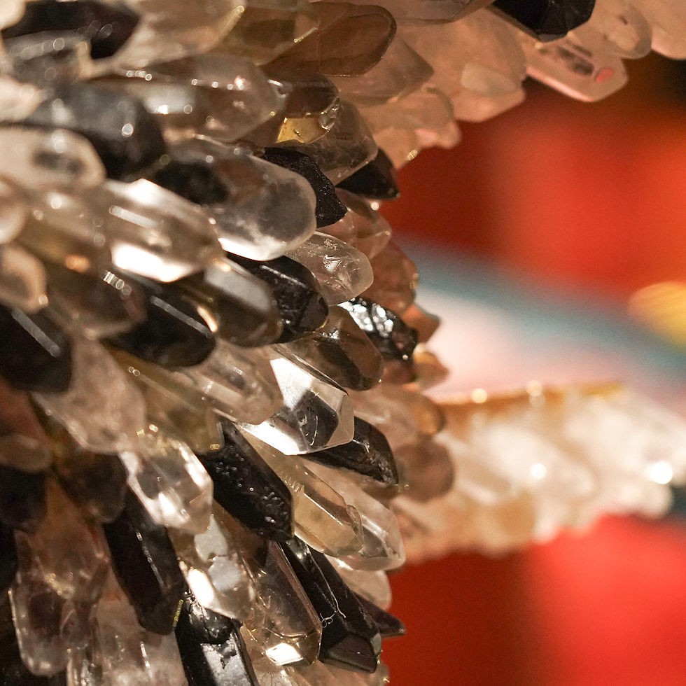Thumbnail: Large Eagle Sculpture with Crystal Stone Wings, Gold Metal Bird Figurine 