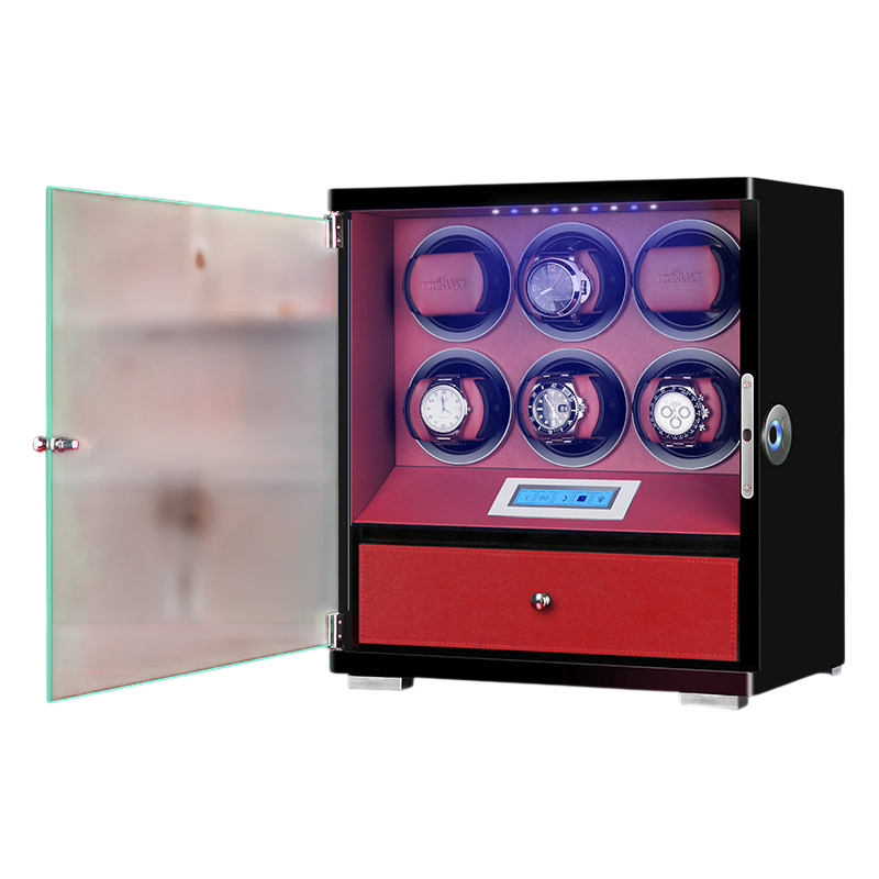 Automatic Watch Winder 6 Slot Watch Box Display Case Quiet Motor Rotation 