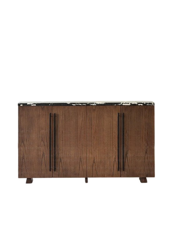 Modern Solid Wood Sideboard Cabinet with Marble Top
