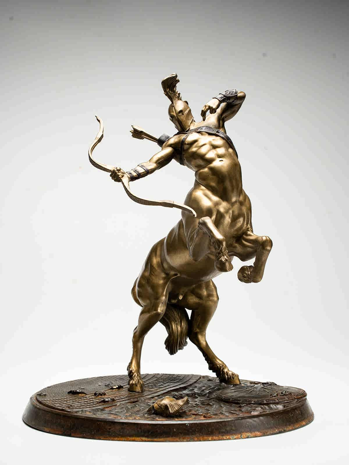 Centaur Archer Bronze Sculpture, Sagittarius Zodiac Statue, Mythological Horse