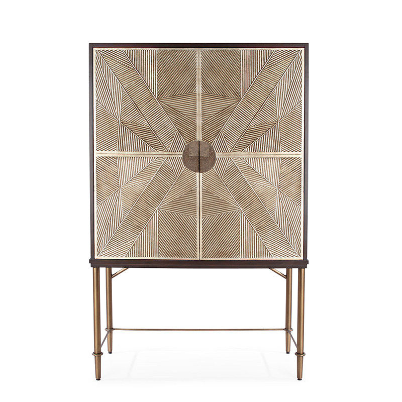 Luxury Geometric Inlay Cabinet – Modern Art Deco Storage Console