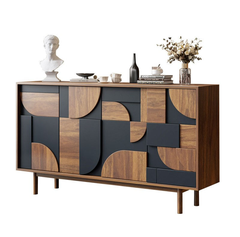 Mid Century Modern Wood Sideboard Cabinet 4 Door, Entryway Storage Console