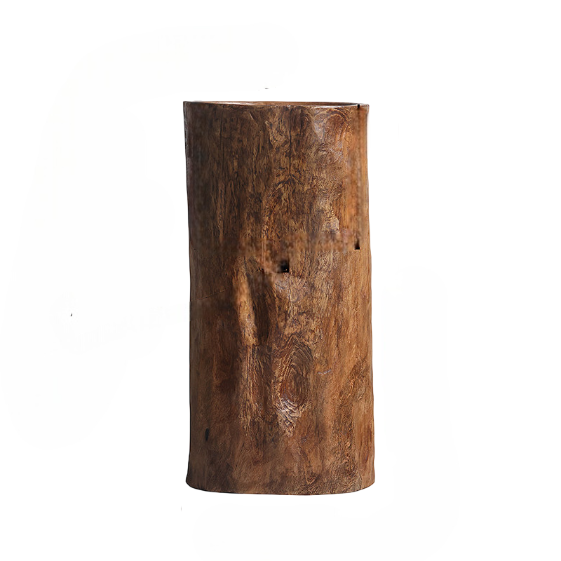 Solid Wood Planter Vase Rustic Hand Carved Wooden Flower Pot