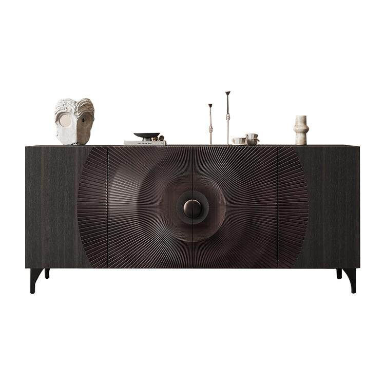Luxury Modern Sideboard Buffet Cabinet with Sculpted Sunburst Doors