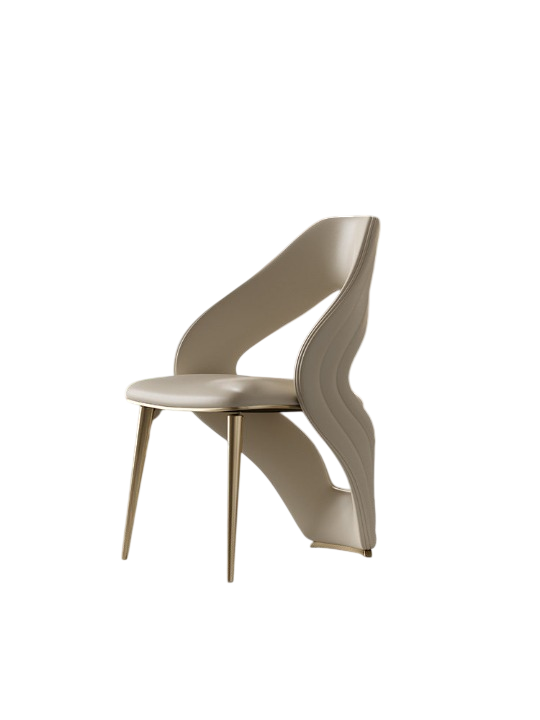 Luxury Modern Dining Chair – Upholstered Accent Chair with Sculptural Backrest