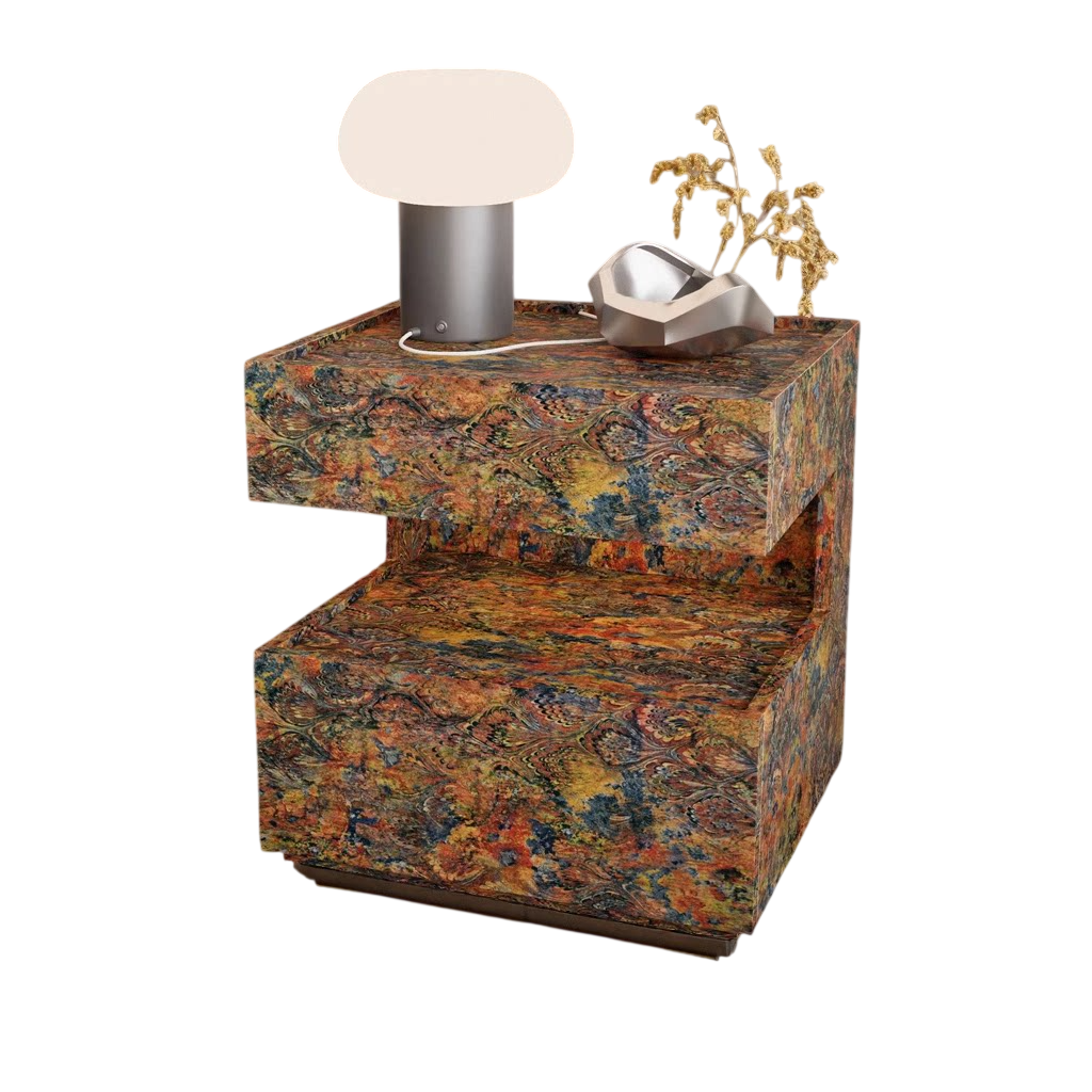 Modern Floating Style Nightstand with Ambient Light, Contemporary Bedside Table