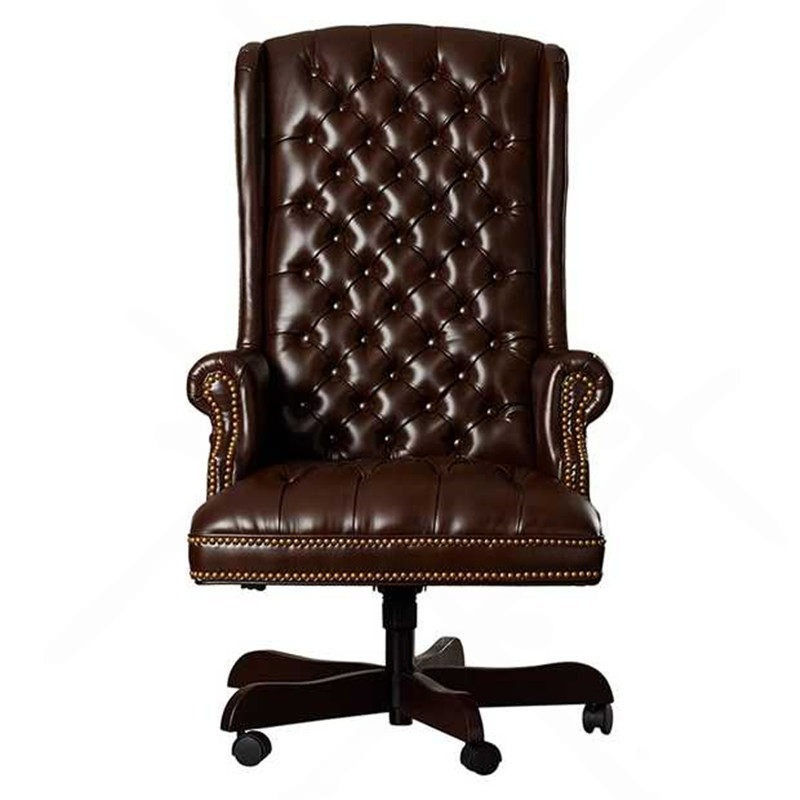 Luxury High Back Executive Office Chair, Tufted Leather Swivel Desk Chair