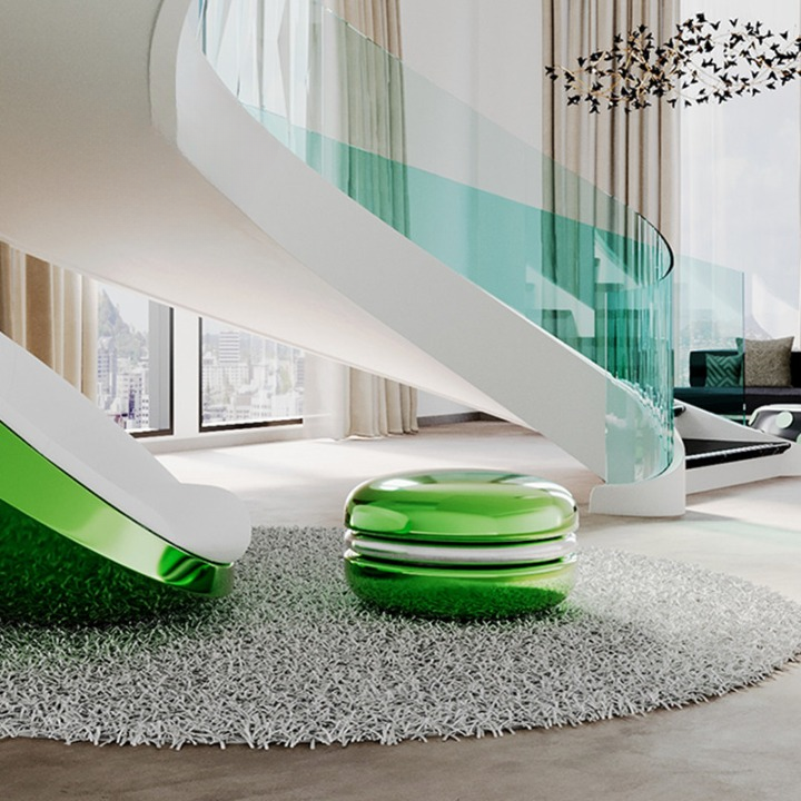 Thumbnail: Modern Rotating Coffee Table Round Nesting Coffee Table